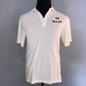 Bullet Finsh Line Black and White Polo Shirt 👕 Premium Fabric Medium Collar